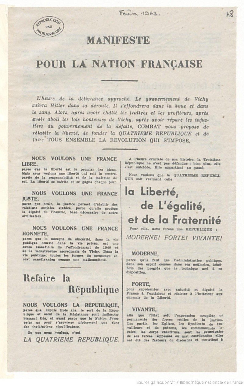 Manifeste Pour La Nation Française Février 1943 · Milguerres